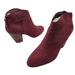 NEW Violet & Red Womens Jackson Lazer Cut Topline Booties burgundy Size US 8.5